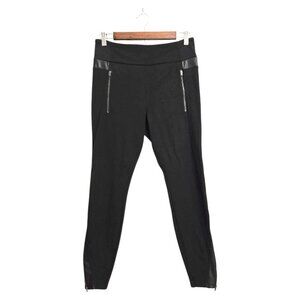 Athleta Luxe Ponte Faux Leather Stripe Moto Legging Sz MP